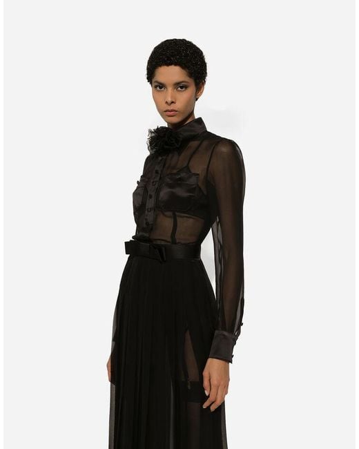 Dolce & Gabbana Black Chiffon Shirt Dress