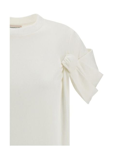 McQueen White Smock Stitch-Detailed Crewneck T-Shirt