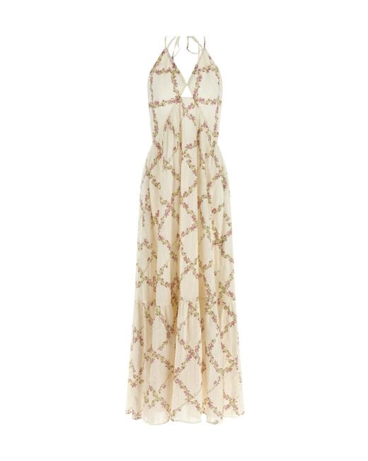 Twinset Metallic Floral Halterneck Maxi Dress