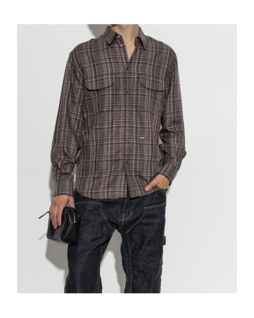 DSquared² Gray Collared Long-Sleeved Shirt for men