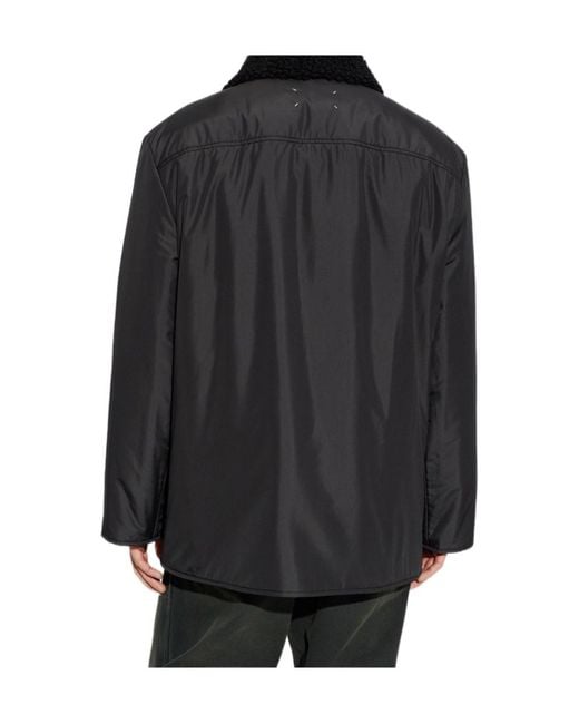 Maison Margiela Black Fur Collar Buttoned Jacket for men