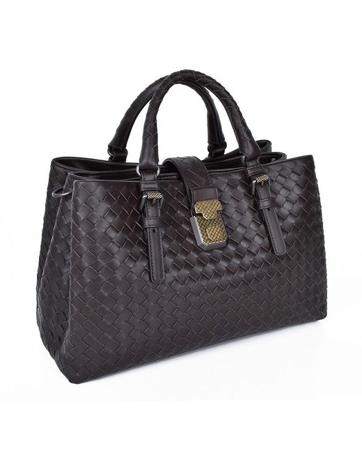 Bottega Veneta Black Logo Woven Handbag