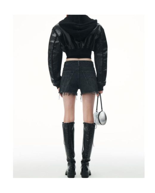 Alexander Wang Black Frayed Edge Denim Shorts