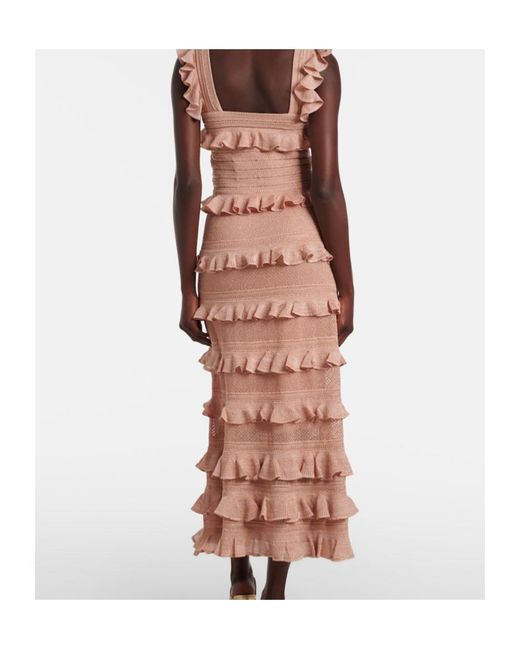 Zimmermann Pink Rebellion Ruffle Midi Skirt