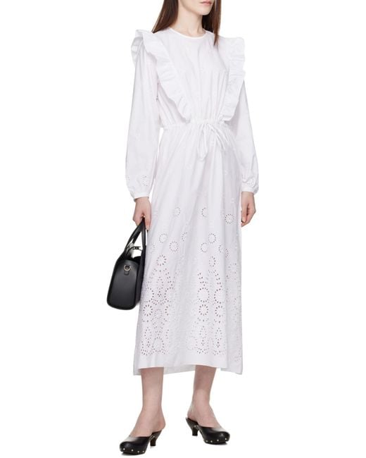 A.P.C. White Ginger Ruffle Midi Dress