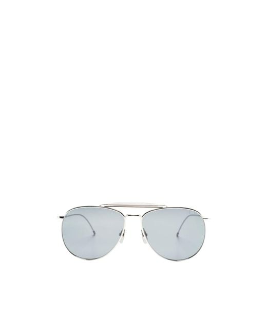 Thom Browne White Eyewear Pilot-Frame Sunglasses for men