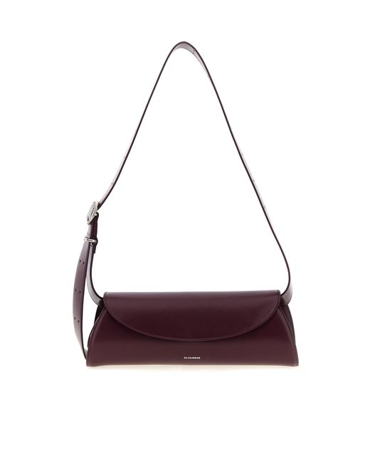 Jil Sander Purple Cannolo Logo Stamped Small Shoulder Bag