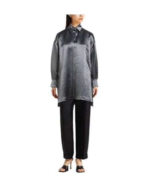 Max Mara Gray Solid Colour Shirts Blouses