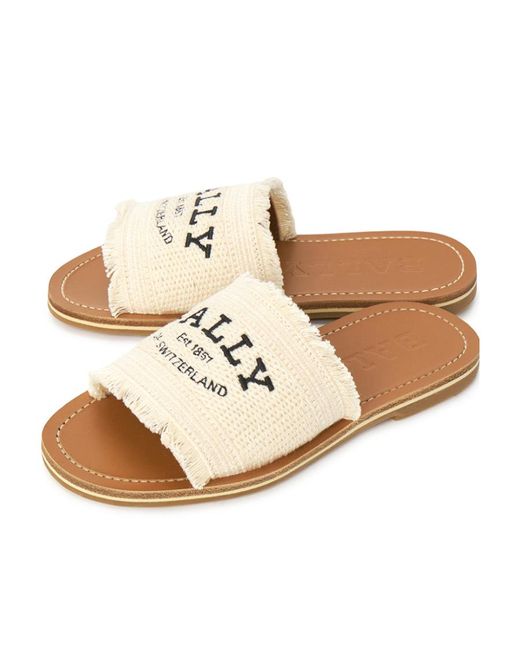 Bally Natural Round Head Flat Slippers