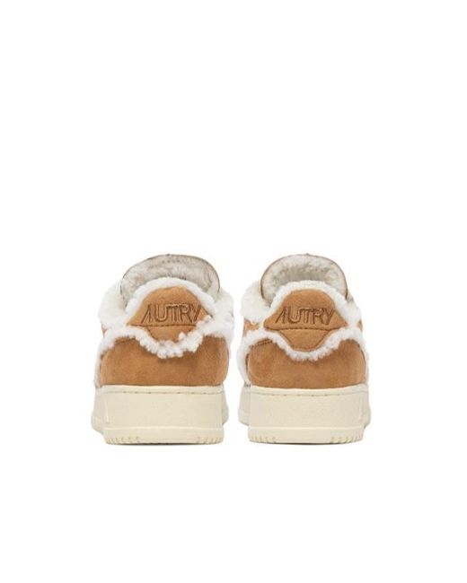 Autry Natural Medalist Shearling-Trim Sneakers