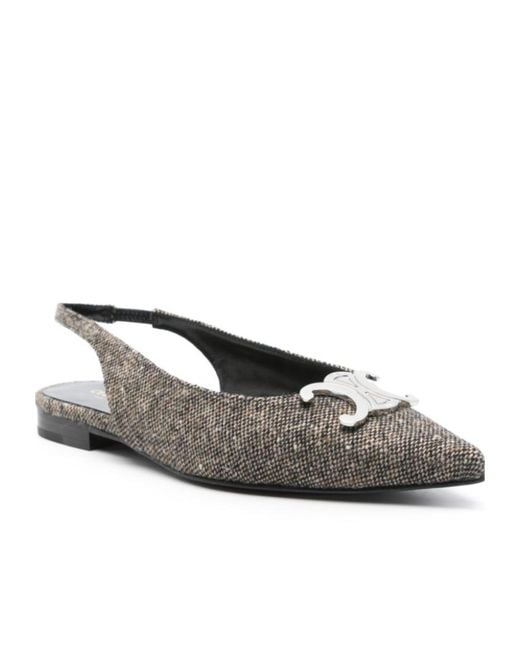 Céline Gray Pointed Flat Shoes