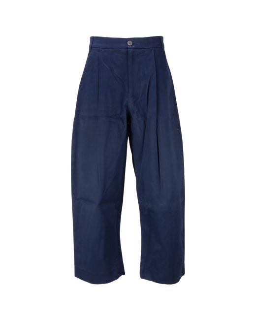 Studio Nicholson Blue Wide-Leg High-Waisted Trousers for men