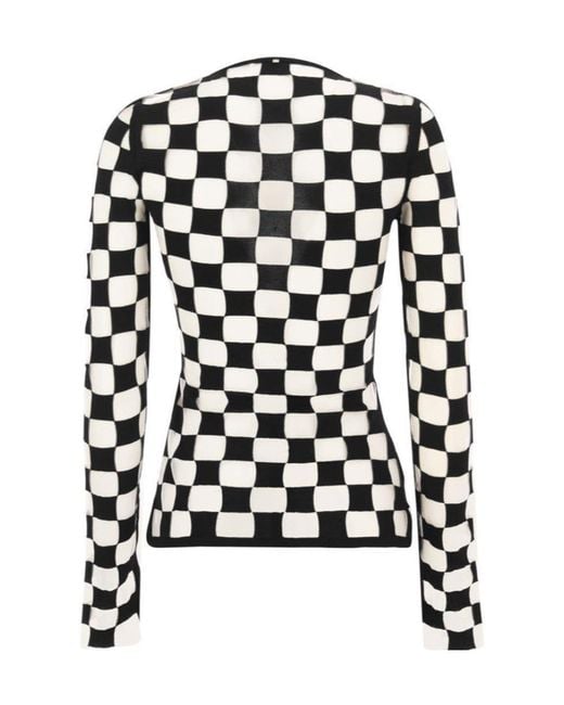 Sportmax Black Checkerboard Effect Crewneck Knitted Jumper