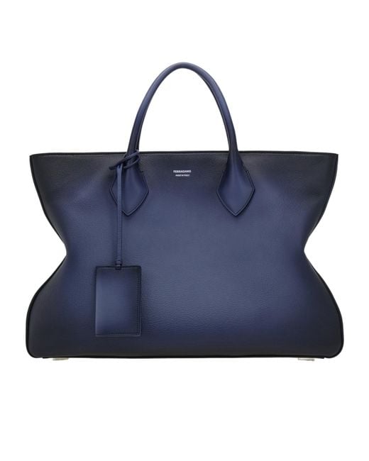 Ferragamo Blue Ferragamo Eyewear Structured Tote Bag for men