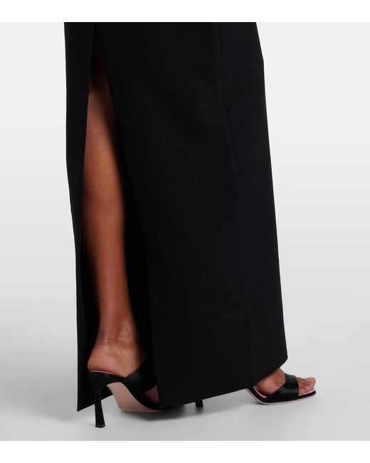 Roland Mouret Black Floral-Appliqué Crêpe Gown