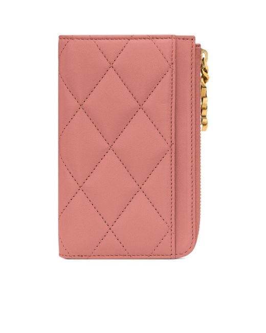 Saint Laurent Pink Cassandre Bijou Zip Card Holder