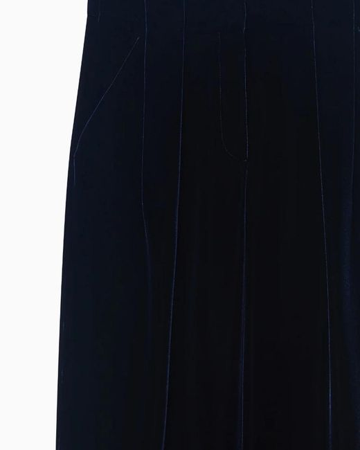 Giorgio Armani Blue Velvet Straight-Leg Pants