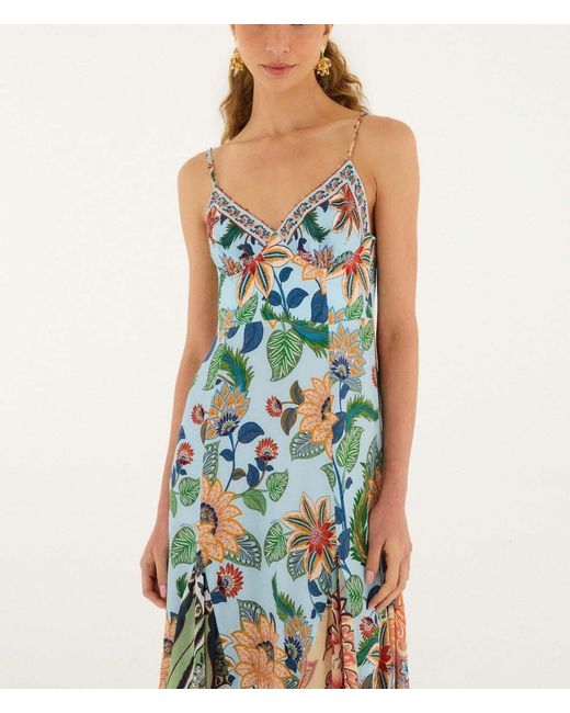 Farm Rio Blue Delhi Floral Sleeveless Maxi Dress