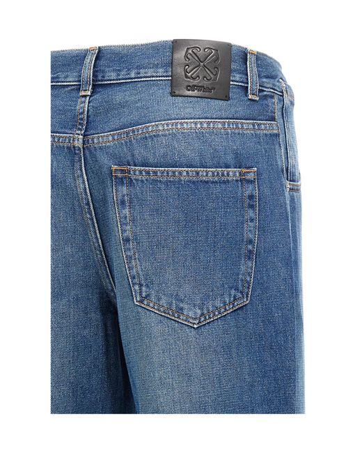 Off-White c/o Virgil Abloh Blue Logo Patch Wide Leg Jeans