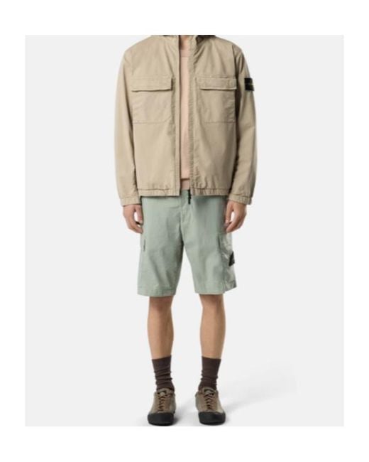 Stone Island Green Regular Fit Cargo Bermuda Shorts for men