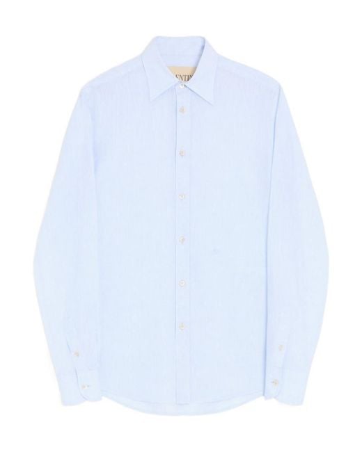 Valentino Blue Scarf-Collar Linen Shirt for men
