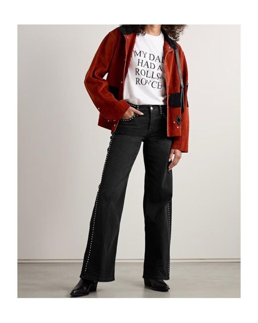 Re/done Black Studded High-Rise Flared Jeans