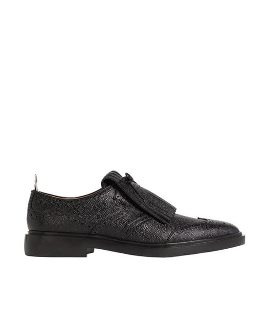 Thom Browne Black Tassel-Trim Leather Brogues for men