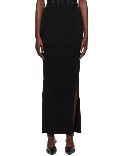Dion Lee Black Gradient Ribbed-Knit Maxi Skirt