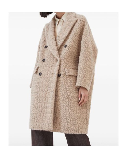 Brunello Cucinelli Natural Boucle Sequin Coat