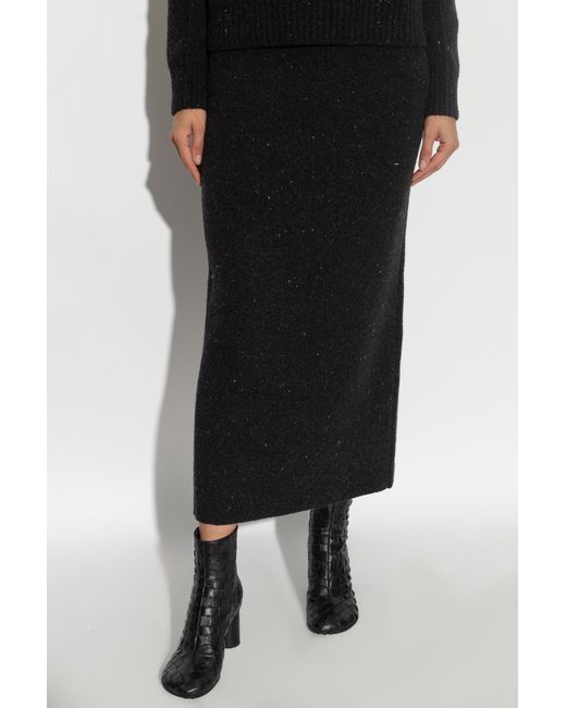 Bottega Veneta Black Lurex Detailed Knitted Skirt