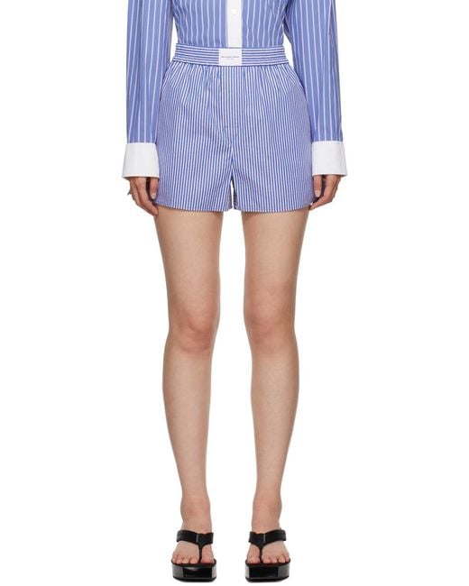 T By Alexander Wang Blue Alexander Wang Striped Bermuda Shorts
