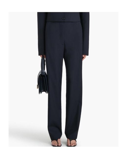Khaite Blue Borden High-Waist Slim Pants