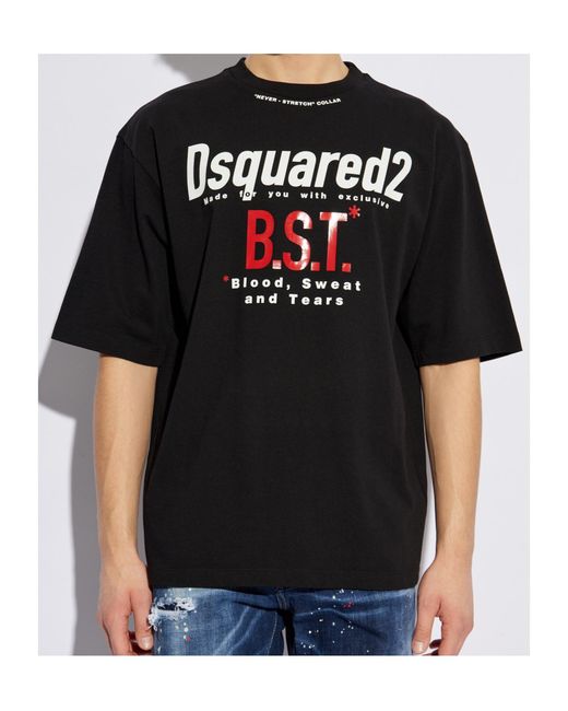 DSquared² Black Logo Printed Crewneck T-Shirt for men