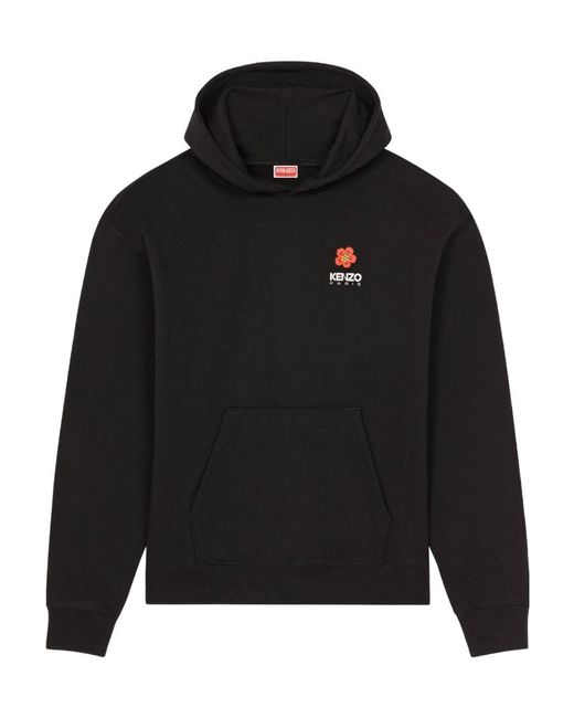 KENZO Black Logo-Print Long-Sleeve Hoodie for men