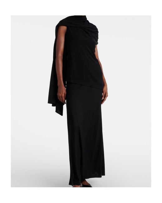 The Row Black Isadra Draped Jersey Top