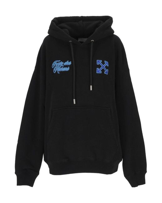 Off-White c/o Virgil Abloh Black Logo Printed Drawstring Hoodie for men