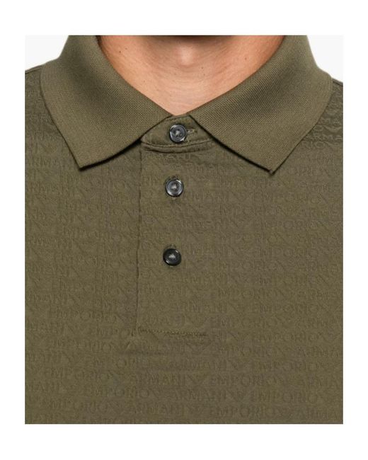 Emporio Armani Green Logo-Jacquard Short-Sleeves Polo Shirt for men