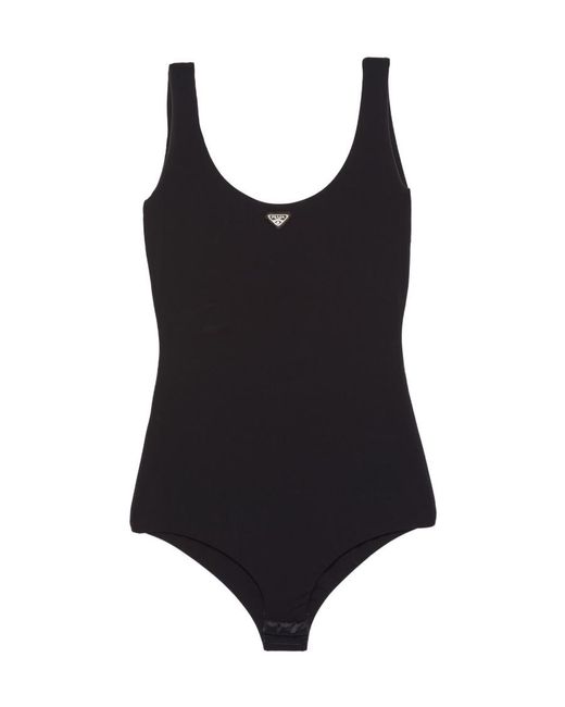 Prada Black Stretch Jersey Bodysuit