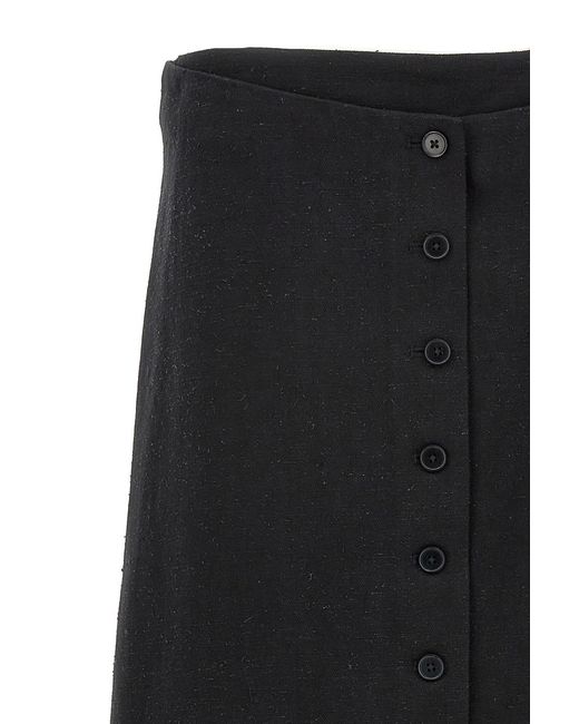 Loulou de Saison Black Atri Buttoned Midi Skirt