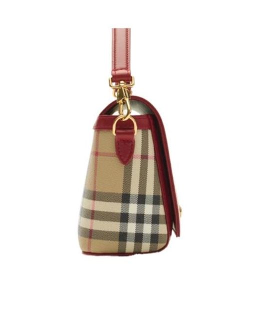 Burberry Brown Checked Top Handle Note Bag