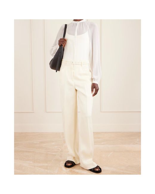 Gabriela Hearst White Norman Linen Wide-Leg Pants