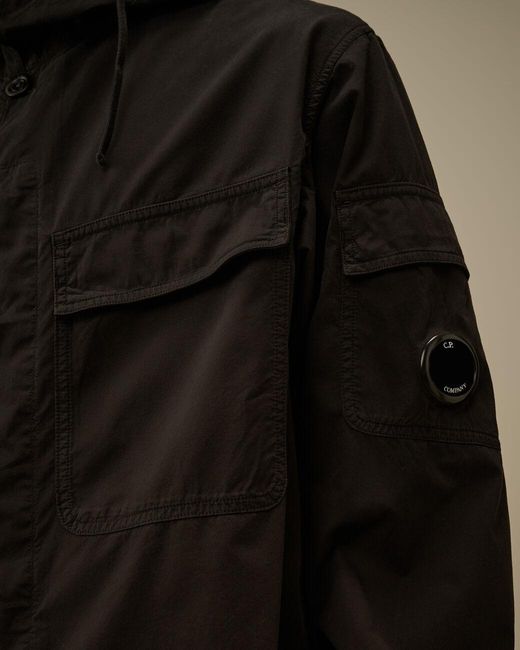 C P Company Black Flap-Pocket Hooded Jacket for men