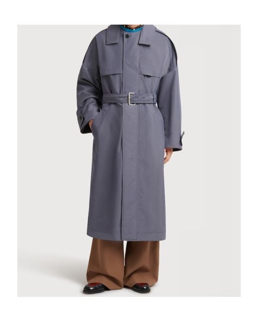 Marni Blue Nylon Trench Coat With Belt for men