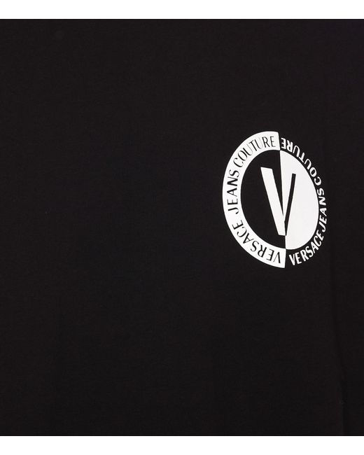 Versace Jeans Black Logo-Print Cotton T-Shirt for men