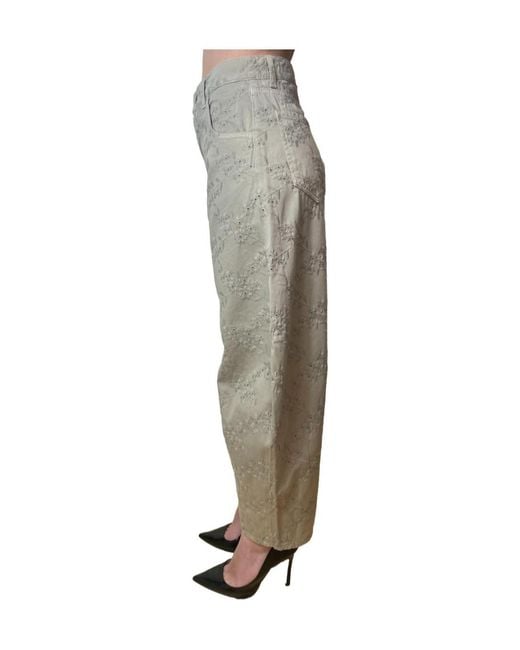 Liu Jo Gray Logo Detail Floral Trousers