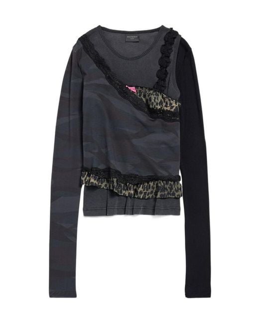 Balenciaga Black Layered Asymmetric Top