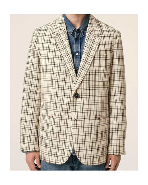 AMI Natural Ami Checked Semi-Lined Jacket for men