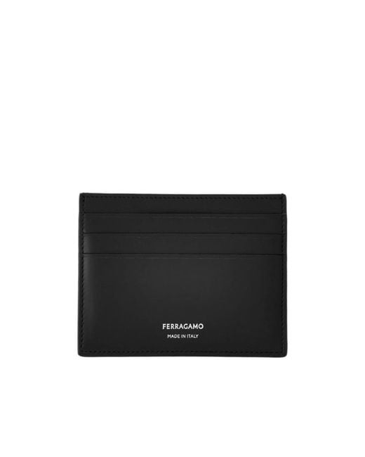 Ferragamo Black Logo Printed Card Holder for men
