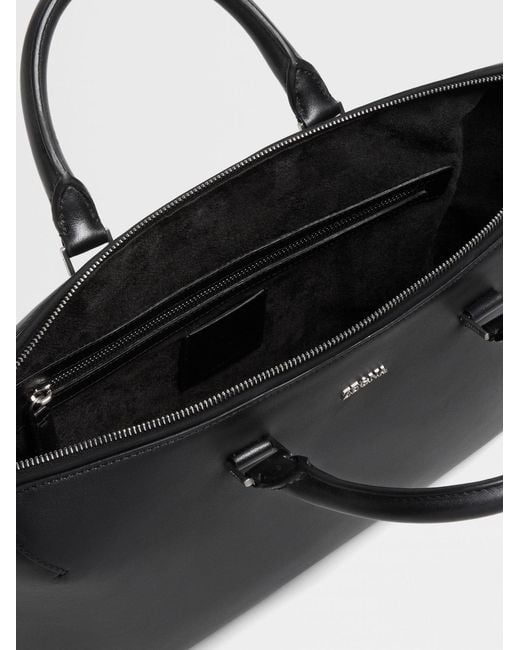 Zegna Black Logo Detailed Top Handle Briefcase for men