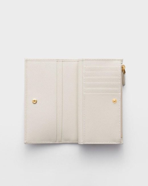 Prada White Large Saffiano Leather Wallet